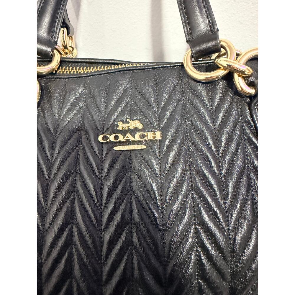 NWOT Coach Quilted Black Leather Ally satchel F73978 - Picture 3 of 8